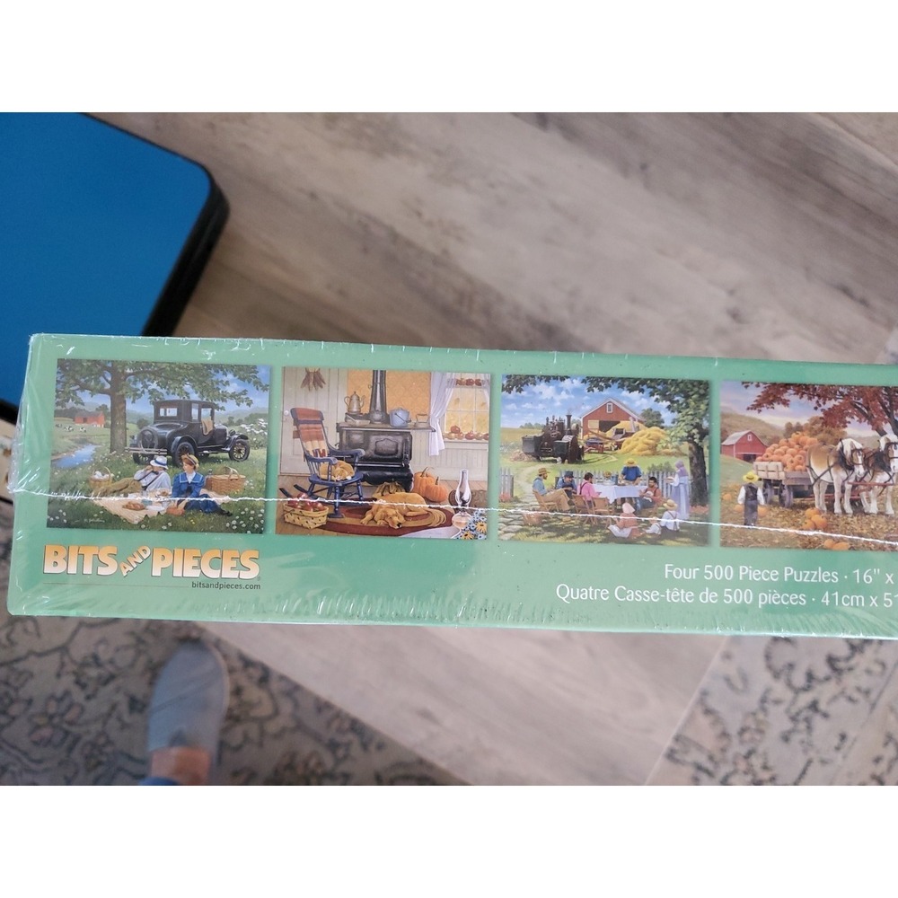Four in One 500 Piece Puzzle Set - "Simpler Times" By John Sloane New Sealed - Picture 3 of 3